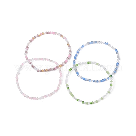 Bracelet extensible en perles rondes d'herbe pour femme BJEW-JB09701-1