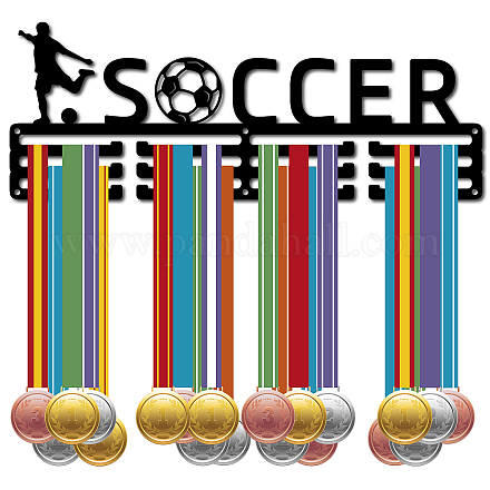 CREATCABIN Soccer Medal Hanger Display Medal Holder Sport Rack Award Metal Lanyard Holder Sturdy Wall Mounted Swimmer Runner Athletes Players Gymnastics Gift Over 60 Medals Olympic 15.7 x 5.9 Inch ODIS-WH0037-054-1
