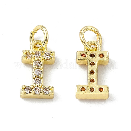 Real 18K Gold Plated Brass Micro Pave Clear Cubic Zirconia Charms KK-E068-VB452-I-1