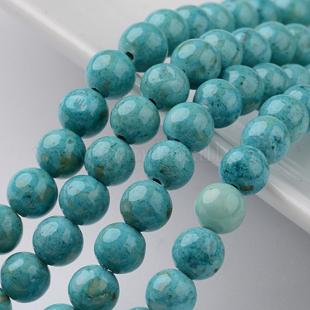 Dyed Natural Fossil Beads Strands G-E328-4mm-21-1