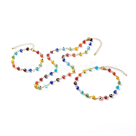 Collier pendentif chaîne en laiton & bracelets & bracelets de cheville ensembles de bijoux SJEW-JS01201-1