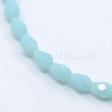 Opaque Solid Color Crystal Glass Faceted Teardrop Beads Strands GLAA-F022-A04-1