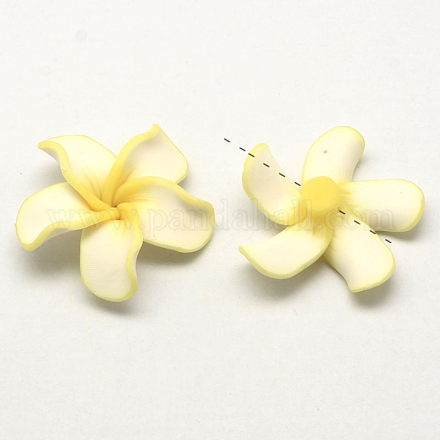 Handmade Polymer Clay 3D Flower Plumeria Beads CLAY-Q197-30mm-01A-1