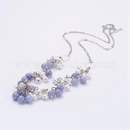 Natural Aquamarine Beads Necklaces NJEW-JN01887-03-1