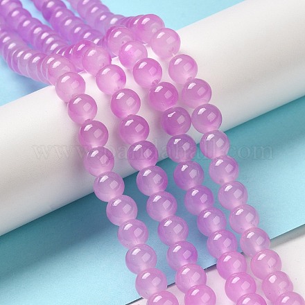 Backen gemalt Nachahmung Jade Glas runden Perle Stränge DGLA-Q021-8mm-44-1
