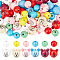 120pcs 12 Styles Natural Wooden European Beads, Large Hole Beads, Dyed, Bear/Round, Lead Free, Mixed Color, 19~28x18~23mm, Hole: 4.2~4.5mm