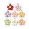 Opaque Resin Pendants, Flower, with Platinum Iron Loop, Mixed Color, 24.5x21x5mm, Hole: 2mm