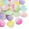 30Pcs 6 Colors Gradient Color Transparent Resin Cabochons, with Glitter Powder, Shell Shape, Mixed Color, 32x30mm, 5pcs/color