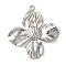 Non-Tarnish 304 Stainless Steel Pendants, Flower Charm, Stainless Steel Color, 32x29x3mm, Hole: 1.6mm