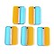 Transparent Resin & Wood Pendants, Rectangle, Two Tone, Goldenrod, 32.5x20.5x3.5mm, Hole: 2mm