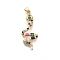 Brass Micro Pave Cubic Zirconia Pendants, Snake Charms, Real 18K Gold Plated, 33x13.5x3.5mm, Hole: 4x2.5mm