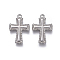Tarnish Resistant 304 Stainless Steel Pendants, Cross, Stainless Steel Color, 18.5x13x2.5mm, Hole: 1.2mm