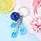 Resin Keychain, with Iron Rings, Drink, Fruit, Deep Sky Blue, 90mm