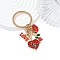 Valentine's Day Alloy Enamel Keychain, with Iron Rings, Heart, Red, 75mm