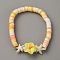 Polymer Clay Heishi Beads Stretch Bracelets for Women, Plumeria & Star, with Resin, Yellow, Inner Diameter: 2-1/8 inch(5.35cm)