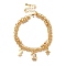 Letter Z & Rectangle & Star Brass Micro Pave Clear Cubic Zirconia Charm Bracelets, Multi-Strand Bracelets For Women, Real 18K Gold Plated, 6-3/4 inch(17.1cm)