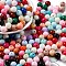 Opaque Acrylic Beads, Round, Colorful, 7~7.5x7.5~7.8x7.5~7.8mm, Hole: 1.6mm