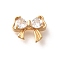 Brass Micro Pave Cubic Zirconia Beads, Cadmium Free & Nickel Free & Lead Free, Bowknot, Real 18K Gold Plated, 10x13x5mm, Hole: 2mm