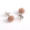 Polymer Clay Rhinestone Ball Stud Earrings, with Steel Pins, Light Peach, 8~9mm, Pin: 0.8mm