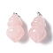 Natural Rose Quartz Pendants, with Brass Finding, Cone, 44.5~47.5x23.5~24mm, Hole: 6x4.5mm