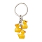 Resin Keychains, with Iron Split Rings, Duck, Yellow, 77mm