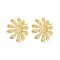 Brass Stud Earring Findings, with Loop, Flower, Real 18K Gold Plated, 16x15.5mm, Hole: 1mm, Pin: 0.8x11.5mm