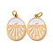304 Stainless Steel Enamel Charm, Oval with Sun & Moon Charm, with Jump Ring, Ion Plating(IP), Real 18K Gold Plated, White, 14x9.5x1.5mm, Hole: 2.5mm