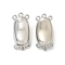 Brass Box Clasps, Cadmium Free & Nickel Free & Lead Free, 3-Strand, 6-Hole, Oval, Platinum, 19.5x8.5x8mm, Hole: 1mm