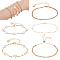 5Pcs Jewelry Sets, including Alloy Bracelet & Anklets, Golden, 172~300mm