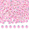 300Pcs Handmade Polymer Clay Beads, Round with Peach, Pink, 8.5x4mm, Hole: 1.6mm