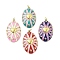 Oval with Heart Brass Micro Pave Cubic Zirconia Pendants, with Enamel and Jump Ring, Rack Plating, Long-Lasting Plated, Lead Free & Cadmium Free, Real 18K Gold Plated, Mixed Color, 37.5x21x7.5mm, Hole: 3mm
