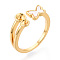 Butterfly Brass & Shell Cup Peg Ring Settings, Adjustable Ring Settings for Half Drilled Beads, Real 18K Gold Plated, 8~9mm, US Size 6(16.5mm), Pin: 0.8mm