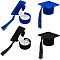 4Pcs 2 Colors Velvet Jewelry Ring Storage Boxes, with Sponge Inside & Tassel, for Celebration Graduation Gifts, Doctoral Hat, Mixed Color, 5.8x5.8x3.6cm, 2pcs/color