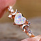 Alloy Finger Rings, with Brass Micro Pave Cubic Zirconia and Opal Finding, Heart, US Size 8(18.1mm)