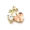 Alloy Pendants, Cherry, with Resin & Rhinestone, Rack Plating, Lead Free & Cadmium Free & Nickel Free, Golden, Light Salmon, 19x17x6mm, Hole: 1mm