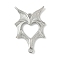 304 Stainless Steel Bat Wings Heart Links Connector Charms, Non-Tarnish, Stainless Steel Color, 35x23x2mm, Hole: 2mm