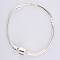Brass European Style Bracelets for Jewelry Making, Silver Color Plated, 160x3mm