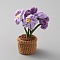 Handmade Knitting Crochet Artificial Flowers Potted, DIY Myosotis Sylvatica for Home Table Car Decor, Lilac, 40x42.5x114mm