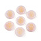 Natural Rose Quartz Cabochons, Flat Round with Golden Metal Enlaced Hamsa Hand, 24.5~25.5x5~7.5mm