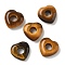 Natural Tiger Eye European Beads, Heart Large Hole Beads, 15x15~15.5x4.5~5mm, Hole: 6mm