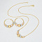 Brass Round Beaded Pendant Necklaces & Hoop Earrings for Women, Golden, 450mm