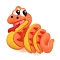 PVC Pendants, Snake, for Keychain, Coral, 47.5x39x14mm, Hole: 3mm