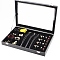 Rectangle PU Leather Covered with Plastic Jewelry Presentation Boxes, Clear Window Jewelry Organizer Showcase with Velvet Inside, for Necklaces Pendants Earrings Rings Storage, Black, 35x24.2x4.9cm