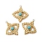 PVD Vacuum Plating 201 Stainless Steel Pendants, with Natural Turquoise, Eye, Real 18K Gold Plated, 23x21x3.5mm, Hole: 1.2mm