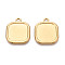 304 Stainless Steel Pendant Cabochon Settings, Square, Ion Plating(IP), Real 18K Gold Plated, 30x25.5x2mm, Hole: 2.8mm, Tray: 20x20mm