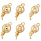 12Pcs 3 Style Round Brass Box Clasps, Real 18K Gold Plated, 14~16.5x7~9mm, Hole: 1.5~1.6mm, 4pcs/style