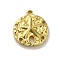 304 Stainless Steel Pendants, Sand Dollar Charm, Textured, Flat Round with Starfish Charm, Real 18K Gold Plated, 17x15.5x3mm, Hole: 1.4mm
