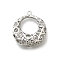Brass with Cubic Zirconia Pendants, Round Charms, Hollow, Real Platinum Plated, 25x22x8mm, Hole: 1.6mm