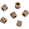6Pcs Brass Beads, Column, Bumpy, Antique Golden, 11x9mm, Hole: 6.3mm