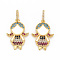 Brass Micro Pave Colorful Cubic Zirconia Pendants, with Enamel, Nickel Free, Real 18K Gold Plated, Girl, White, 24.5x16.5x2mm, Hole: 7x3.5mm
